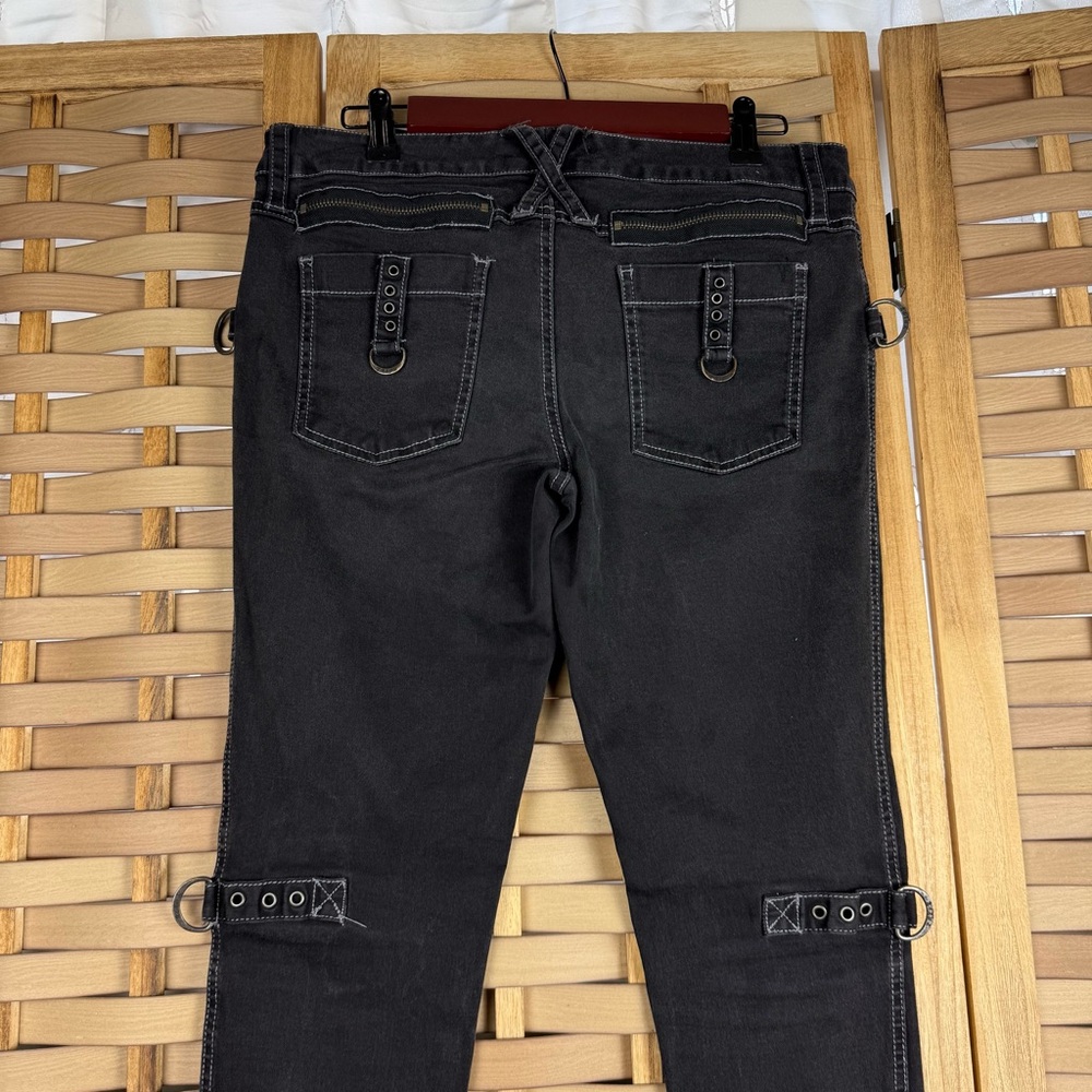 TRIPP NYC Y2K Black Skinny Stretch Jeans with Metal Ring Zipper Grommet Details